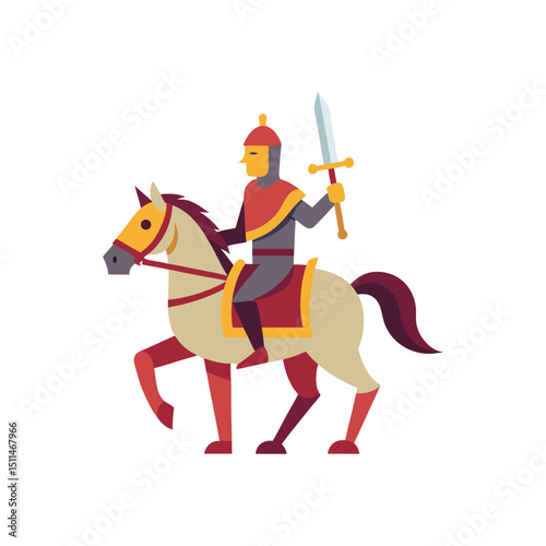 Knight on Horse with Sword icon vector illustration