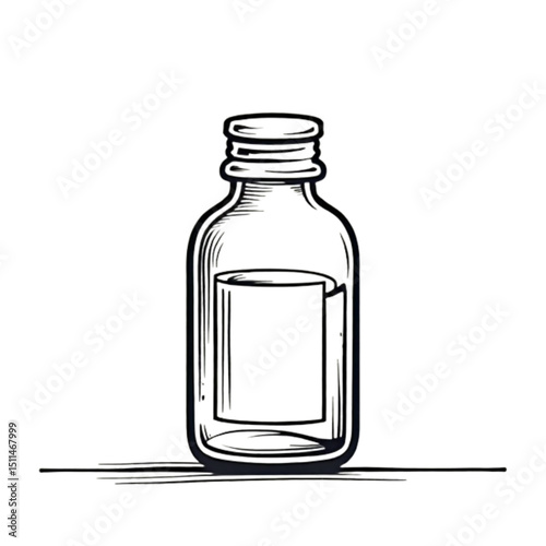Illustration of a pharmacy bottle with tincture, symbolizing health and well-being, minimalistic design.