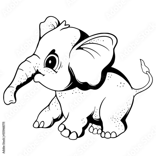 Elephant Cartoon Illustration Outline Animal Cute
