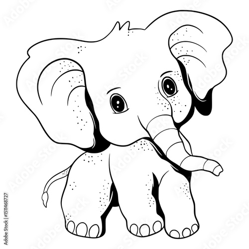 Elephant Cartoon Illustration Outline Animal Cute