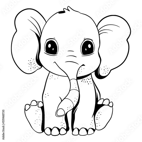 Elephant Cartoon Illustration Outline Animal Cute
