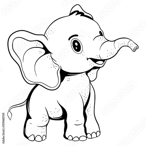 Elephant Cartoon Illustration Outline Animal Cute