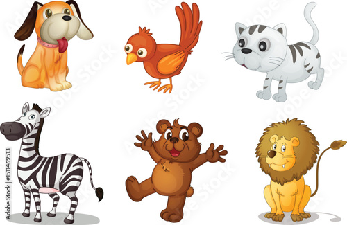 animal zoo vector kids cartoon coloring book 