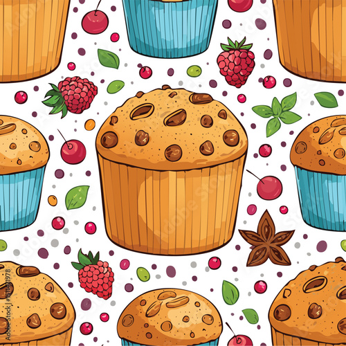 Panettone Vector Illustration with Seamless Pattern Design
