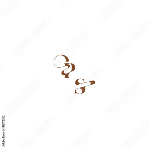 bold and hairline initial wedding logo concept PS elegant curve monogram letter