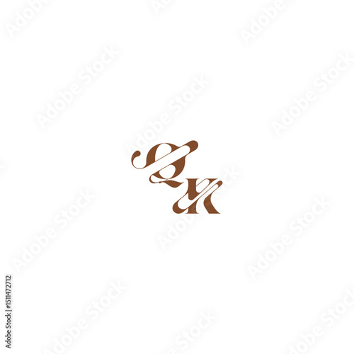 bold and hairline initial wedding logo concept QK elegant curve monogram letter