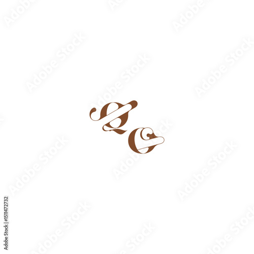 bold and hairline initial wedding logo concept QO elegant curve monogram letter