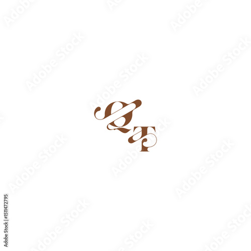 bold and hairline initial wedding logo concept QT elegant curve monogram letter