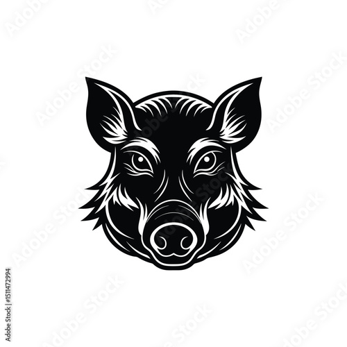Flat and Minimal Boar frontal icon vector illustration isolated on white background