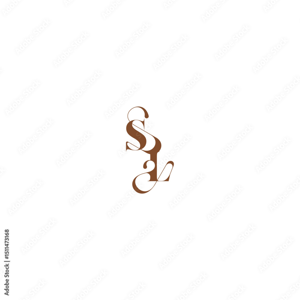 Obraz premium bold and hairline initial wedding logo concept SL elegant curve monogram letter