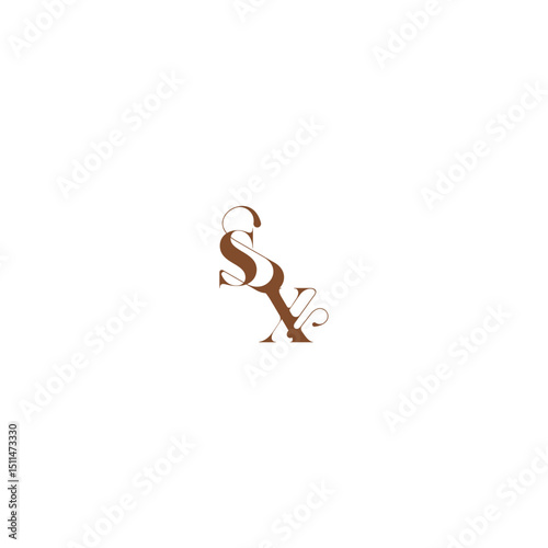 bold and hairline initial wedding logo concept SX elegant curve monogram letter