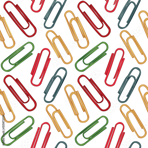 Paper clip Vector Illustration with Seamless Pattern Design