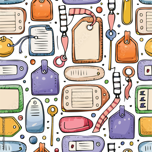 Name tag Vector Illustration with Seamless Pattern Design