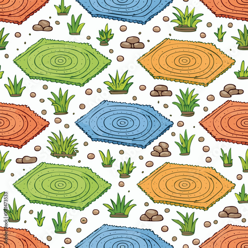 Entryway mat Vector Illustration with Seamless Pattern Design