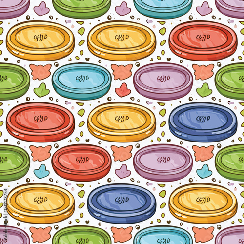 Soap dish Vector Illustration with Seamless Pattern Design