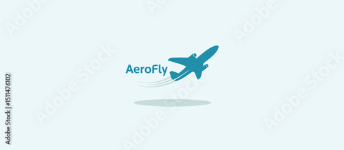 AeroFly Logo Design Airplane Taking Off Blue
