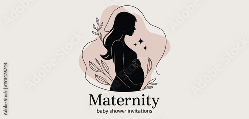 Elegant Silhouette of Pregnant Woman for Baby Shower Invitations