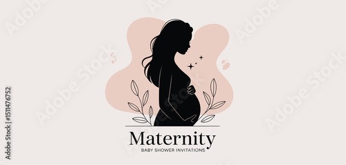 Elegant Silhouette of Pregnant Woman for Baby Shower Invitations