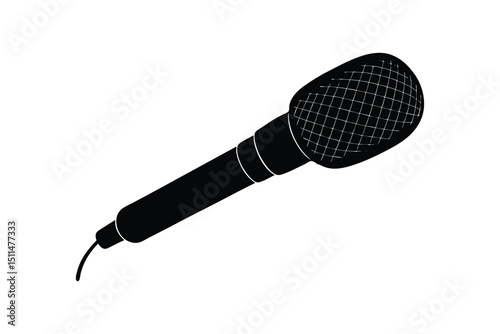 Silhouette art illustration of a shotgun microphone with foam windscreen.eps