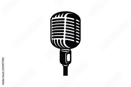 Silhouette art illustration of a vintage ribbon microphone.eps