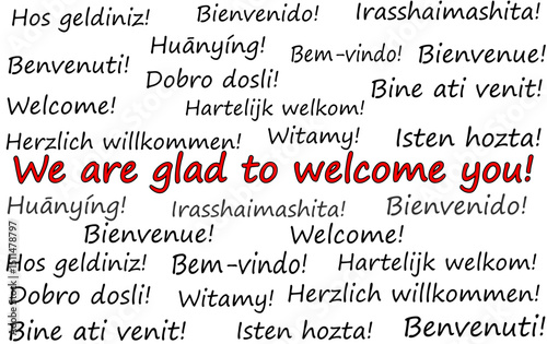 We are glad to welcome you Wordcloud - illustration