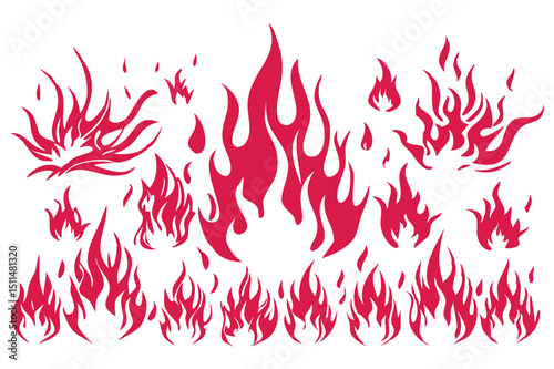 
Set of red and Black fire flame Fire Icons 