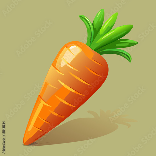 Single fresh orange carrot vegetable illustration