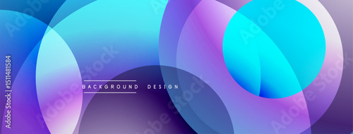 Abstract circles overlap, creating vibrant blue, purple gradients. Modern design element for backgrounds, presentations. Smooth transitions visible.