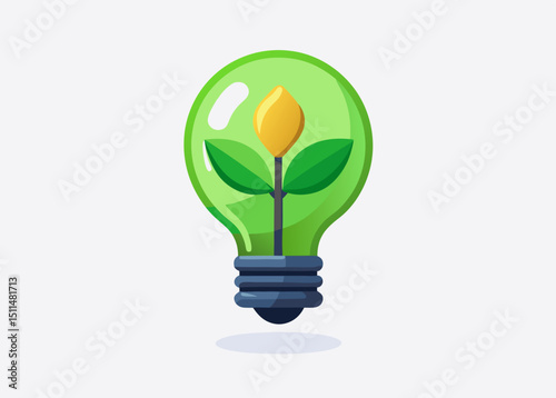 Green energy concept with plant in light bulb