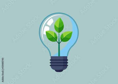Green energy concept light bulb plant