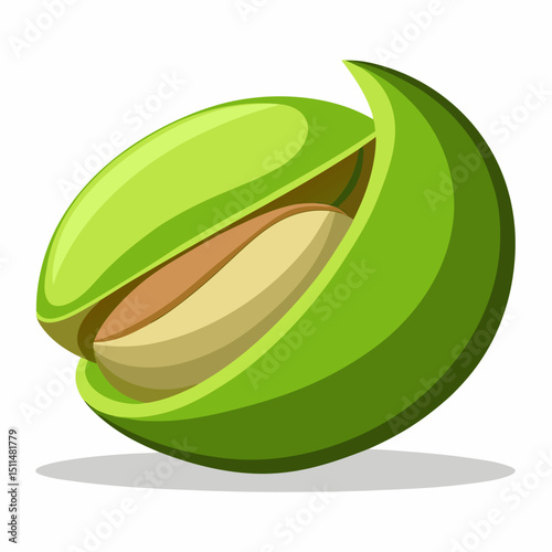 Single opened pistachio nut illustration