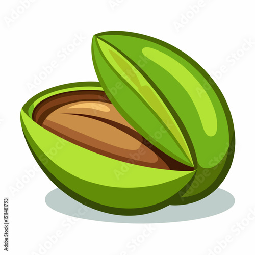 Open pistachio nut with shell illustration