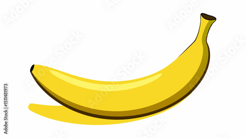 Single ripe yellow banana isolated on white