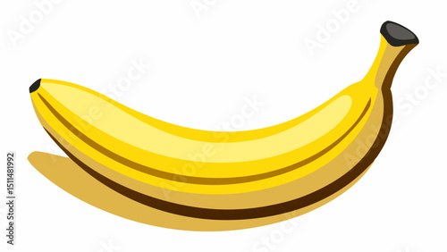 Single ripe yellow banana isolated on white