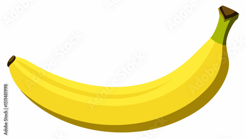 Single ripe yellow banana isolated on white