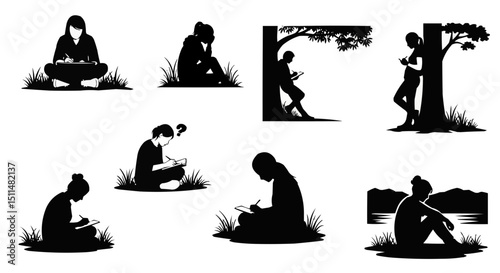 Mindful Nature Journaling Silhouette Set