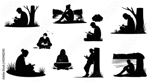 Mindful Nature Journaling Silhouette Set