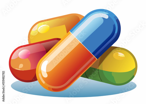 Colorful capsules medicine pills healthcare illustration