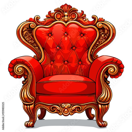 Red and gold baroque style armchair illustration