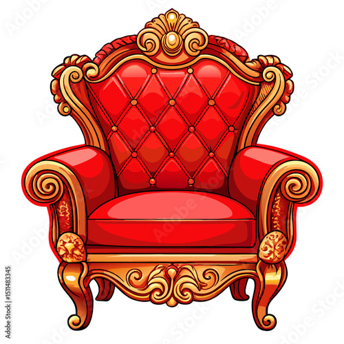 Red and gold royal throne chair illustration