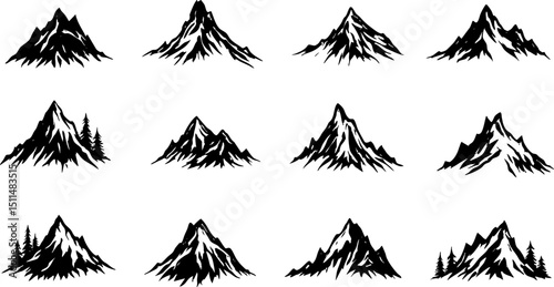 High summit mountains hill vector illustration design