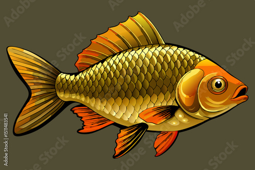 Golden fish illustration detailed design