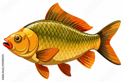 Golden fish illustration detailed scales