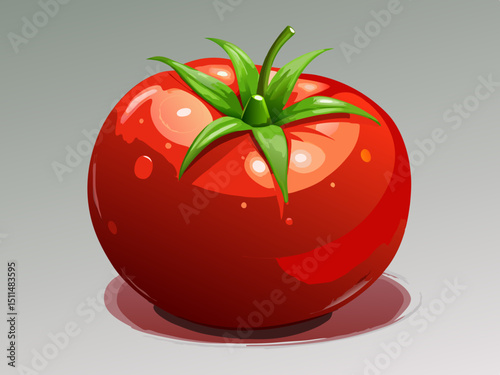 Single red tomato illustration fresh vegetable