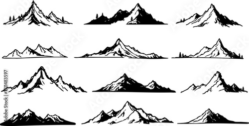 High summit mountains hill vector illustration design