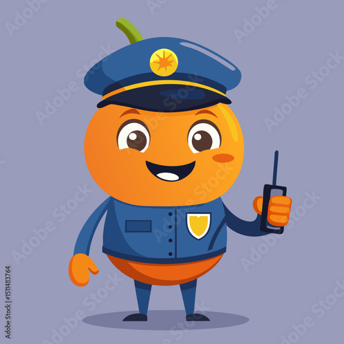 Happy orange police officer cartoon character