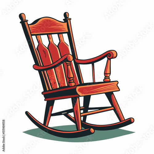 Vintage wooden rocking chair illustration