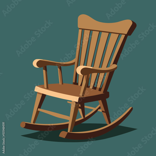 Classic wooden rocking chair illustration