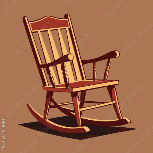 Classic wooden rocking chair illustration