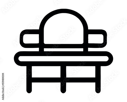 Rounded black outline bench icon